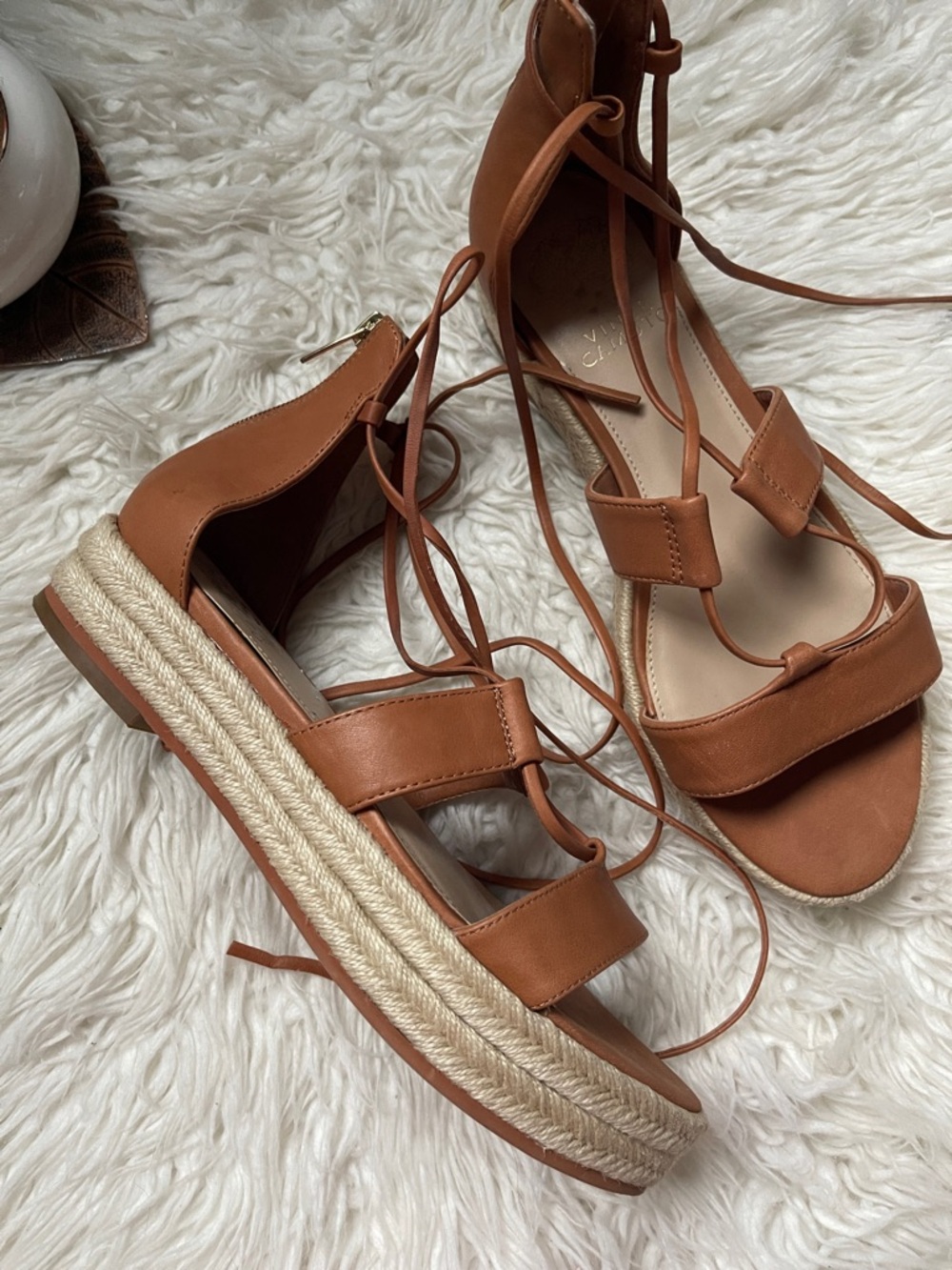 Vince Camuto Brown Lace-Up Espadrille Sandals - Picture 3 of 12